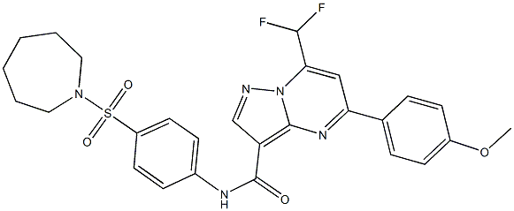 N-[4-(1-azepanylsulfonyl)phenyl]-7-(difluoromethyl)-5-(4-methoxyphenyl)pyrazolo[1,5-a]pyrimidine-3-carboxamide Struktur