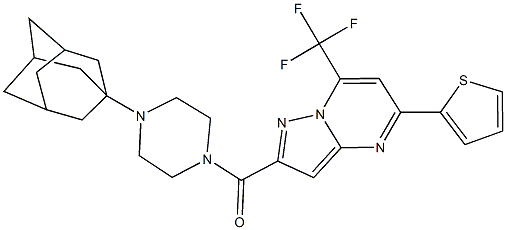 2-{[4-(1-adamantyl)-1-piperazinyl]carbonyl}-5-(2-thienyl)-7-(trifluoromethyl)pyrazolo[1,5-a]pyrimidine Struktur