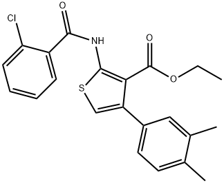 ethyl 2-[(2-chlorobenzoyl)amino]-4-(3,4-dimethylphenyl)-3-thiophenecarboxylate Struktur