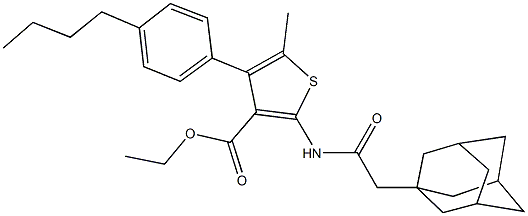 ethyl 2-[(1-adamantylacetyl)amino]-4-(4-butylphenyl)-5-methyl-3-thiophenecarboxylate Struktur