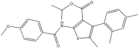 isopropyl 4-(2,4-dimethylphenyl)-2-[(4-methoxybenzoyl)amino]-5-methyl-3-thiophenecarboxylate Struktur