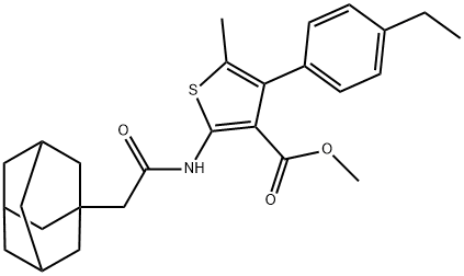 methyl 2-[(1-adamantylacetyl)amino]-4-(4-ethylphenyl)-5-methyl-3-thiophenecarboxylate Struktur