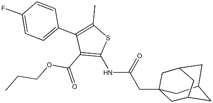 propyl 2-[(1-adamantylacetyl)amino]-4-(4-fluorophenyl)-5-methyl-3-thiophenecarboxylate Struktur