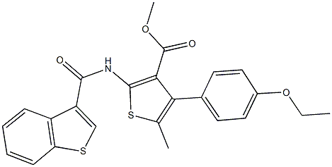 methyl 2-[(1-benzothien-3-ylcarbonyl)amino]-4-(4-ethoxyphenyl)-5-methyl-3-thiophenecarboxylate Struktur