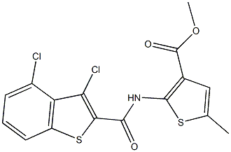 methyl 2-{[(3,4-dichloro-1-benzothien-2-yl)carbonyl]amino}-5-methyl-3-thiophenecarboxylate Struktur