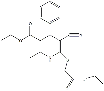 ethyl 5-cyano-6-[(2-ethoxy-2-oxoethyl)sulfanyl]-2-methyl-4-phenyl-1,4-dihydropyridine-3-carboxylate Struktur