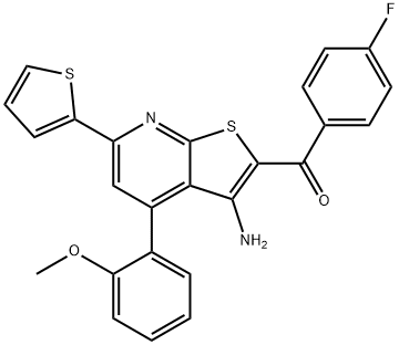 [3-amino-4-(2-methoxyphenyl)-6-(2-thienyl)thieno[2,3-b]pyridin-2-yl](4-fluorophenyl)methanone Struktur