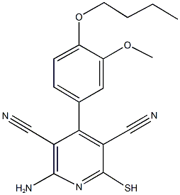 2-amino-4-(4-butoxy-3-methoxyphenyl)-6-sulfanyl-3,5-pyridinedicarbonitrile Struktur