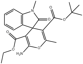 5-tert-butyl 3-ethyl 2-amino-1',3'-dihydro-1',6-dimethyl-2'-oxospiro[4H-pyran-4,3'-(2'H)-indole]-3,5-dicarboxylate Struktur