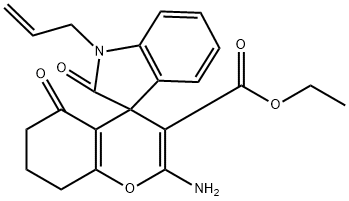 ethyl 1'-allyl-2-amino-2',5-dioxo-1',3',5,6,7,8-hexahydro-spiro[4H-chromene-4,3'-(2'H)-indole]-3-carboxylate Struktur