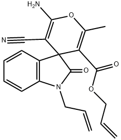 allyl 1'-allyl-6-amino-5-cyano-1',3'-dihydro-2-methyl-2'-oxospiro[4H-pyran-4,3'-(2'H)-indole]-3-carboxylate Struktur