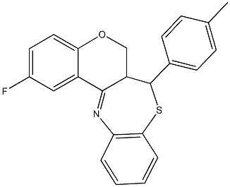 2-fluoro-7-(4-methylphenyl)-6a,7-dihydro-6H-chromeno[3,4-c][1,5]benzothiazepine Struktur