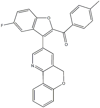 [3-(5H-chromeno[4,3-b]pyridin-3-yl)-5-fluoro-1-benzofuran-2-yl](4-methylphenyl)methanone Struktur