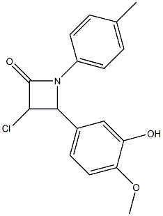 3-chloro-4-(3-hydroxy-4-methoxyphenyl)-1-(4-methylphenyl)-2-azetidinone Struktur