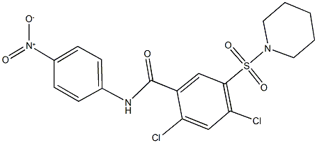 2,4-dichloro-N-{4-nitrophenyl}-5-(piperidin-1-ylsulfonyl)benzamide Struktur