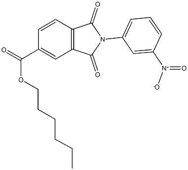 hexyl 2-{3-nitrophenyl}-1,3-dioxo-5-isoindolinecarboxylate Struktur