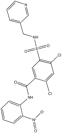 2,4-dichloro-N-{2-nitrophenyl}-5-{[(pyridin-3-ylmethyl)amino]sulfonyl}benzamide Struktur