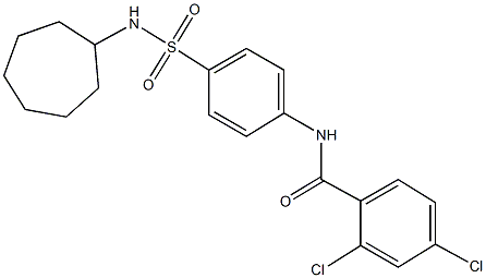 2,4-dichloro-N-{4-[(cycloheptylamino)sulfonyl]phenyl}benzamide Struktur