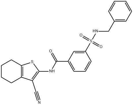 3-[(benzylamino)sulfonyl]-N-(3-cyano-4,5,6,7-tetrahydro-1-benzothien-2-yl)benzamide Struktur