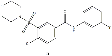 3,4-dichloro-N-(3-fluorophenyl)-5-(4-morpholinylsulfonyl)benzamide Struktur