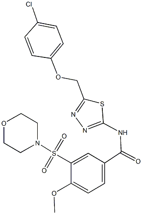 N-{5-[(4-chlorophenoxy)methyl]-1,3,4-thiadiazol-2-yl}-4-methoxy-3-(morpholin-4-ylsulfonyl)benzamide Struktur