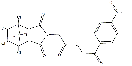 2-{4-nitrophenyl}-2-oxoethyl (1,7,8,9,10,10-hexachloro-3,5-dioxo-4-azatricyclo[5.2.1.0~2,6~]dec-8-en-4-yl)acetate Struktur