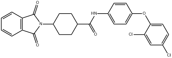 N-[4-(2,4-dichlorophenoxy)phenyl]-4-(1,3-dioxo-1,3-dihydro-2H-isoindol-2-yl)cyclohexanecarboxamide Struktur