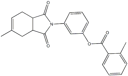 3-(5-methyl-1,3-dioxo-1,3,3a,4,7,7a-hexahydro-2H-isoindol-2-yl)phenyl 2-methylbenzoate Struktur