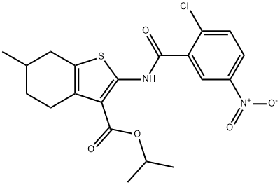 isopropyl 2-({2-chloro-5-nitrobenzoyl}amino)-6-methyl-4,5,6,7-tetrahydro-1-benzothiophene-3-carboxylate Struktur