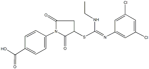 4-(3-{[[(3,5-dichlorophenyl)imino](ethylamino)methyl]sulfanyl}-2,5-dioxo-1-pyrrolidinyl)benzoic acid Struktur