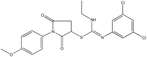 1-(4-methoxyphenyl)-2,5-dioxo-3-pyrrolidinyl N'-(3,5-dichlorophenyl)-N-ethylimidothiocarbamate Struktur