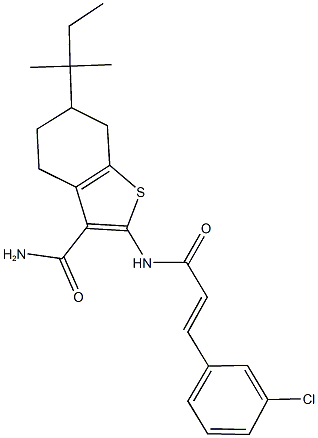 2-{[3-(3-chlorophenyl)acryloyl]amino}-6-tert-pentyl-4,5,6,7-tetrahydro-1-benzothiophene-3-carboxamide Struktur