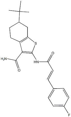 6-tert-butyl-2-{[3-(4-fluorophenyl)acryloyl]amino}-4,5,6,7-tetrahydro-1-benzothiophene-3-carboxamide Struktur