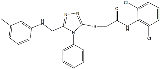 N-(2,6-dichlorophenyl)-2-{[4-phenyl-5-(3-toluidinomethyl)-4H-1,2,4-triazol-3-yl]sulfanyl}acetamide Struktur