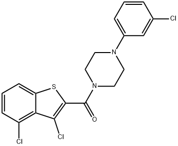 1-(3-chlorophenyl)-4-[(3,4-dichloro-1-benzothien-2-yl)carbonyl]piperazine Struktur