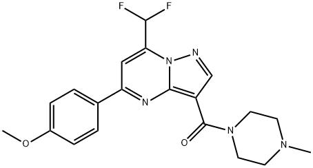 7-(difluoromethyl)-5-(4-methoxyphenyl)-3-[(4-methyl-1-piperazinyl)carbonyl]pyrazolo[1,5-a]pyrimidine Struktur