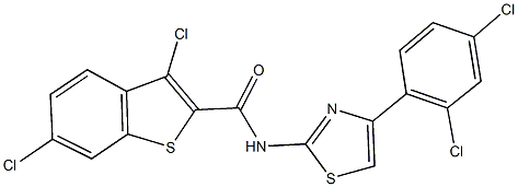 3,6-dichloro-N-[4-(2,4-dichlorophenyl)-1,3-thiazol-2-yl]-1-benzothiophene-2-carboxamide Struktur