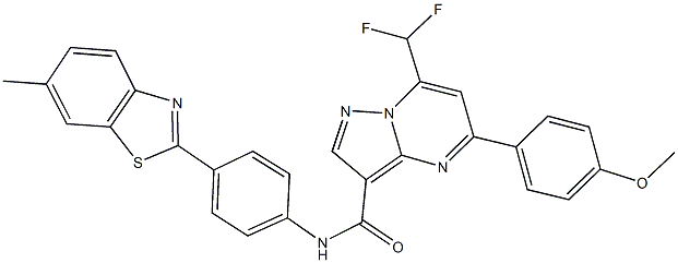 7-(difluoromethyl)-5-(4-methoxyphenyl)-N-[4-(6-methyl-1,3-benzothiazol-2-yl)phenyl]pyrazolo[1,5-a]pyrimidine-3-carboxamide Struktur