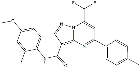 7-(difluoromethyl)-N-(4-methoxy-2-methylphenyl)-5-(4-methylphenyl)pyrazolo[1,5-a]pyrimidine-3-carboxamide Struktur