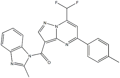 7-(difluoromethyl)-3-[(2-methyl-1H-benzimidazol-1-yl)carbonyl]-5-(4-methylphenyl)pyrazolo[1,5-a]pyrimidine Struktur