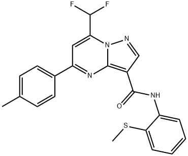 7-(difluoromethyl)-5-(4-methylphenyl)-N-[2-(methylsulfanyl)phenyl]pyrazolo[1,5-a]pyrimidine-3-carboxamide Struktur