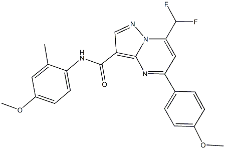 7-(difluoromethyl)-N-(4-methoxy-2-methylphenyl)-5-(4-methoxyphenyl)pyrazolo[1,5-a]pyrimidine-3-carboxamide Struktur