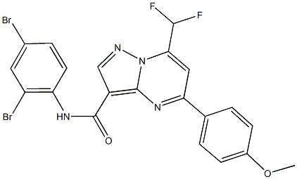 N-(2,4-dibromophenyl)-7-(difluoromethyl)-5-(4-methoxyphenyl)pyrazolo[1,5-a]pyrimidine-3-carboxamide Struktur