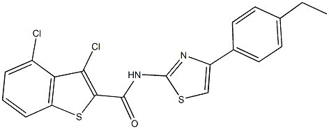 3,4-dichloro-N-[4-(4-ethylphenyl)-1,3-thiazol-2-yl]-1-benzothiophene-2-carboxamide Struktur