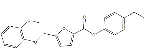 4-isopropylphenyl 5-[(2-methoxyphenoxy)methyl]-2-furoate Struktur