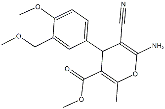 methyl 6-amino-5-cyano-4-[4-methoxy-3-(methoxymethyl)phenyl]-2-methyl-4H-pyran-3-carboxylate Struktur