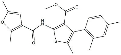 methyl 2-[(2,5-dimethyl-3-furoyl)amino]-4-(2,4-dimethylphenyl)-5-methyl-3-thiophenecarboxylate Struktur