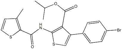 isopropyl 4-(4-bromophenyl)-2-{[(3-methyl-2-thienyl)carbonyl]amino}-3-thiophenecarboxylate Struktur