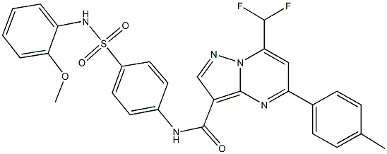 7-(difluoromethyl)-N-{4-[(2-methoxyanilino)sulfonyl]phenyl}-5-(4-methylphenyl)pyrazolo[1,5-a]pyrimidine-3-carboxamide Struktur