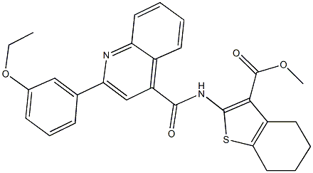 methyl 2-({[2-(3-ethoxyphenyl)-4-quinolinyl]carbonyl}amino)-4,5,6,7-tetrahydro-1-benzothiophene-3-carboxylate Struktur